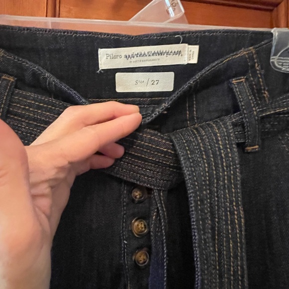 Pilcro wide leg button front trouser jeans, dark denim from Anthropologie - Picture 5 of 7